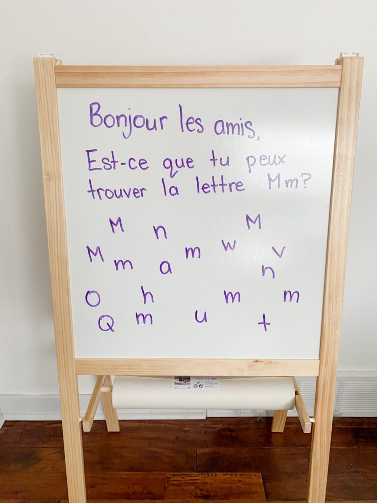 French morning message. Students must find the letter.