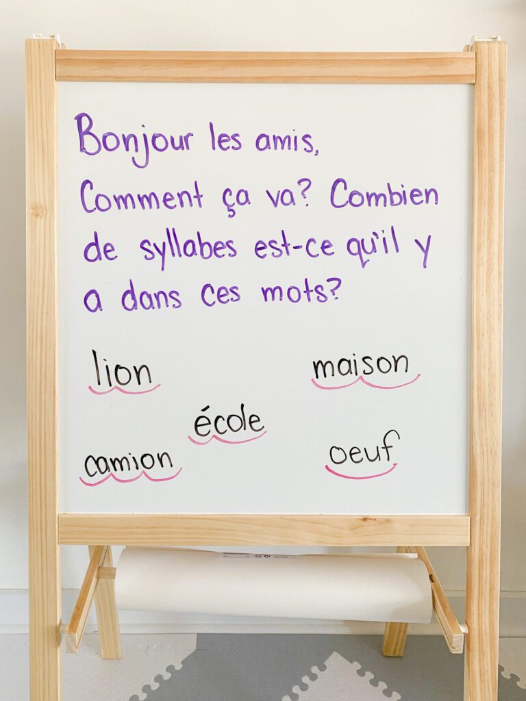 Segmenting syllables in written format is one of my favourite French syllable activities for primary