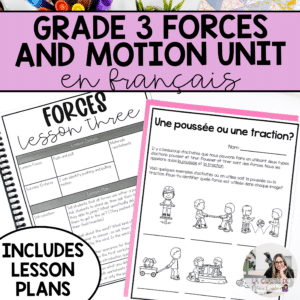 French forces and motion science unit including lesson plans and rubrics