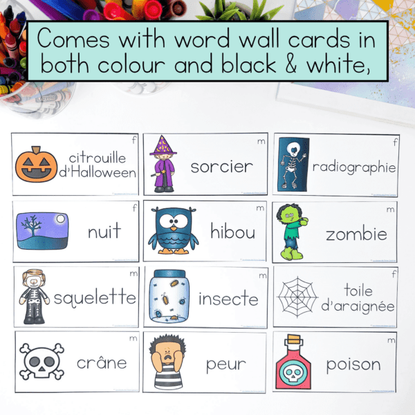 French halloween vocabulary cards are great for French Immersion students