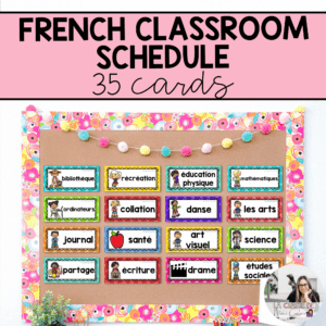 french classroom schedule rainbow themed