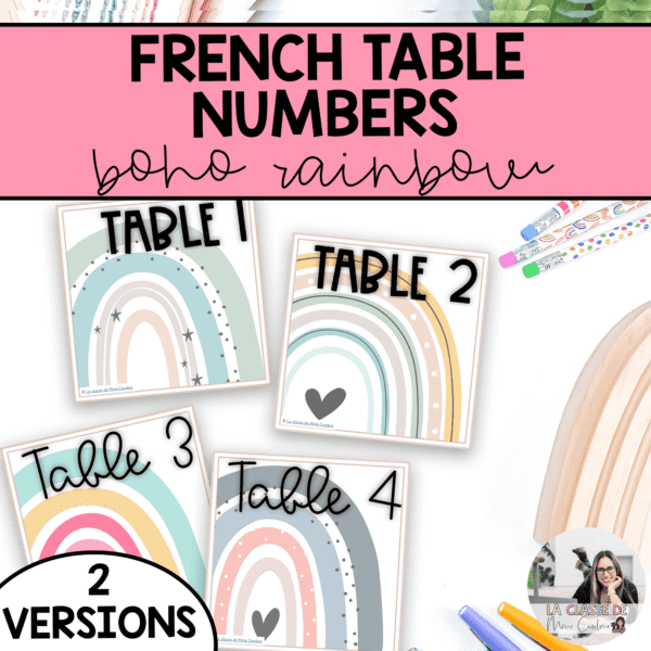 boho rainbow table numbers