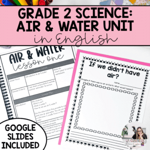 This grade 2 science air and water in the environment unit is perfect for anyone who teaches in Ontario. It includes lesson plans, assessments, worksheets, science centres and more.