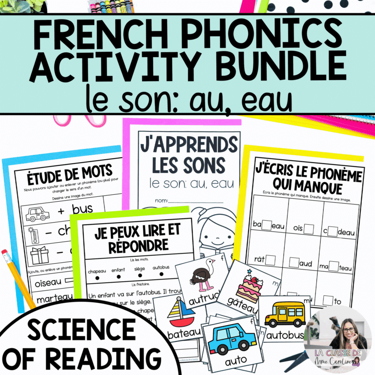 French phonics activities for au eau aligned with the science of reading