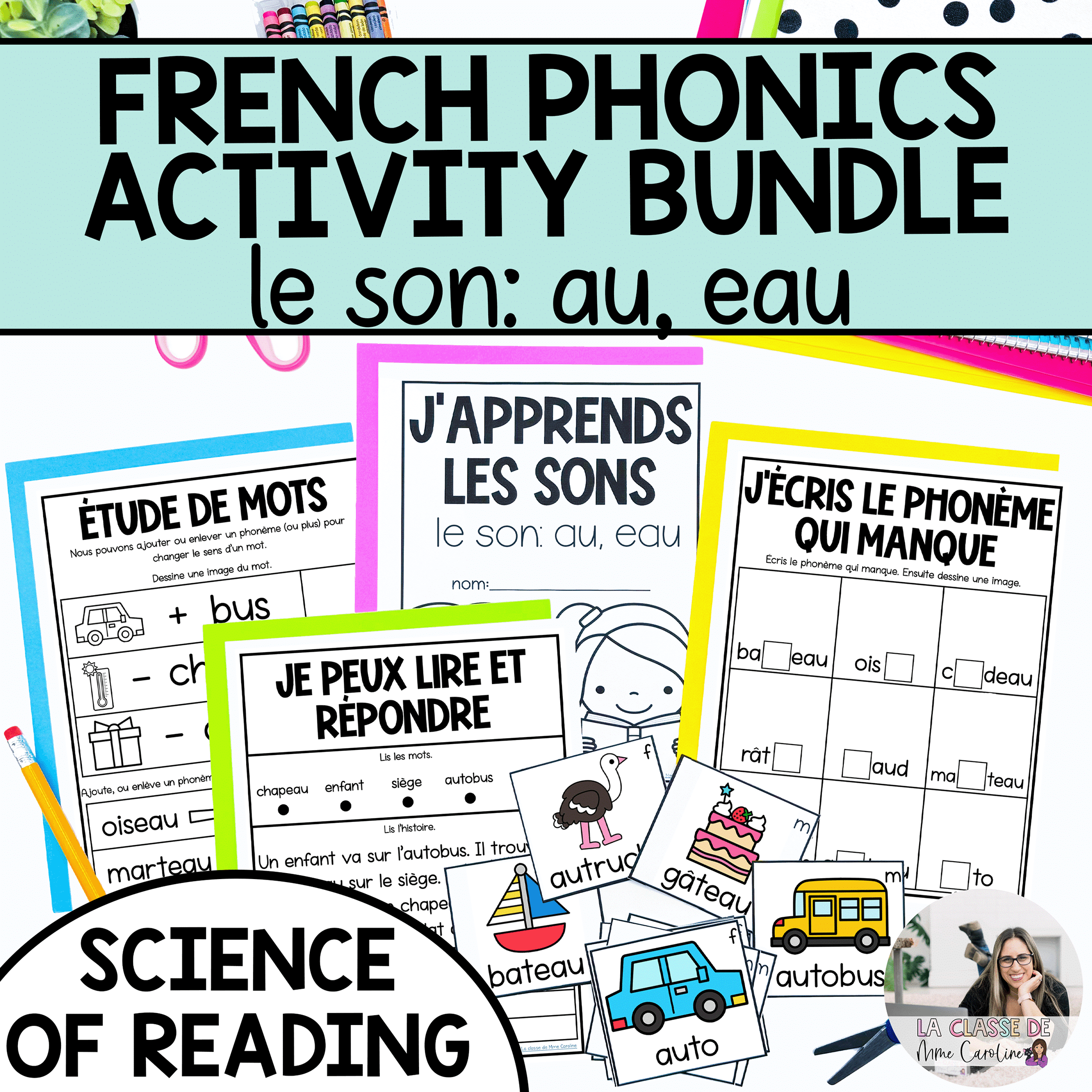 French phonics activities for au eau aligned with the science of reading
