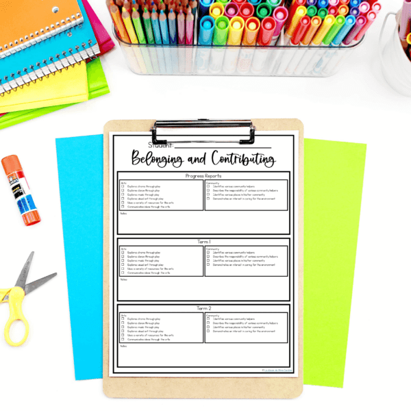 kindergarten-assessments-four-frames-checklists-evidence-of-learning-belonging-and-contributing