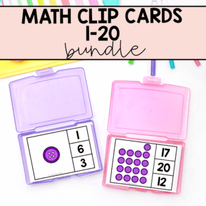 Math Bundle: Number Recognition: Clip Cards (1-20)