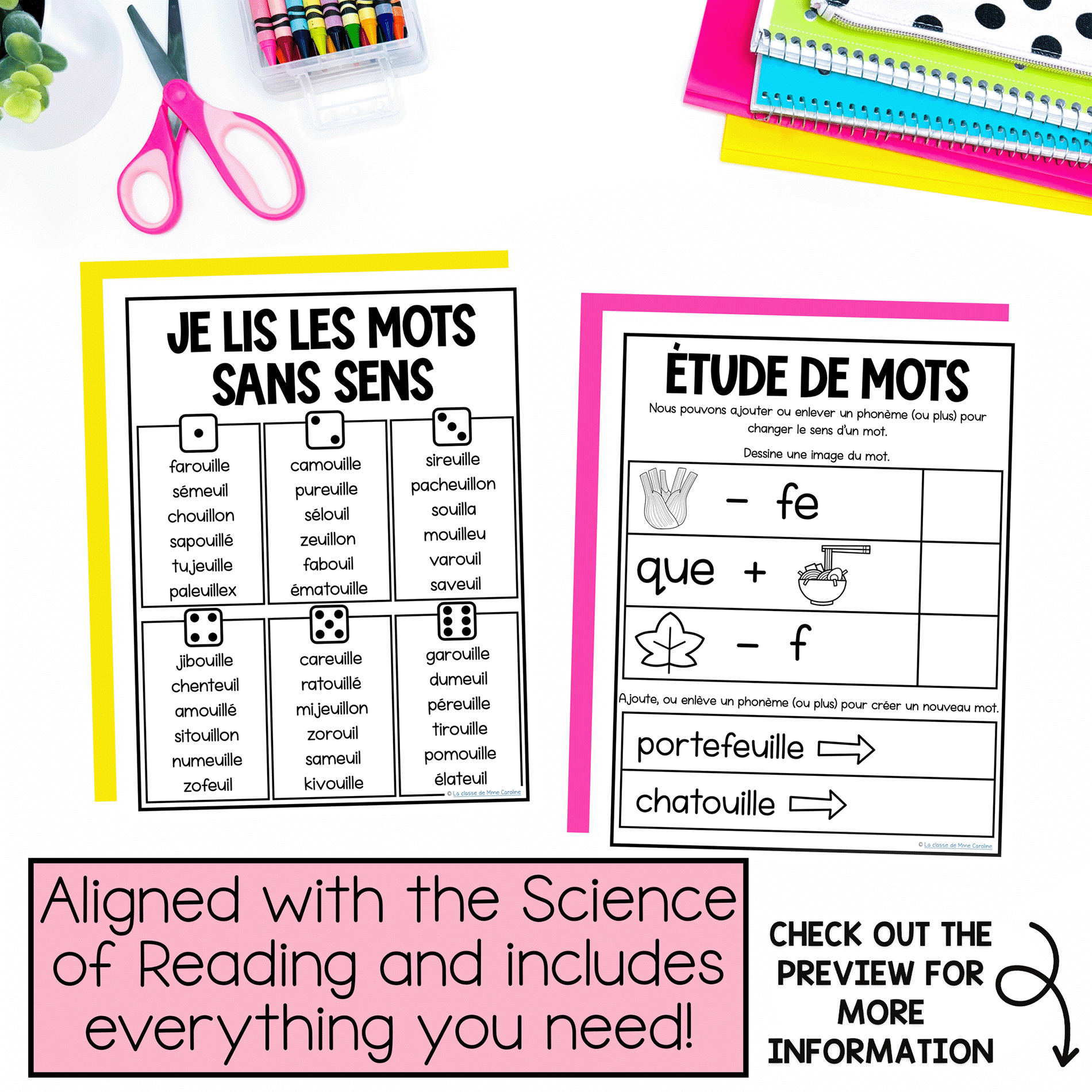 Science of Reading activities in French to help kids learn to read