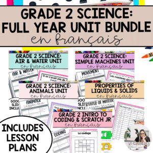 This French grade 2 science unit unit bundle is perfect for anyone who teaches in Ontario. It includes lesson plans, assessments, worksheets, science centres and more. Perfect for French Immersion!