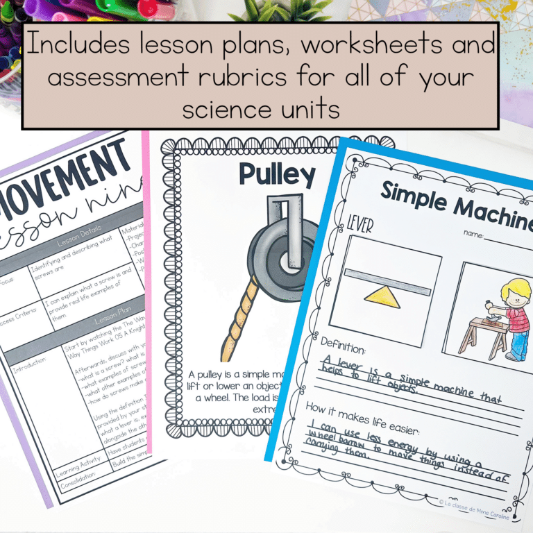 Grade 2 Movement and Simple Machines Science Unit in ENGLISH - La ...