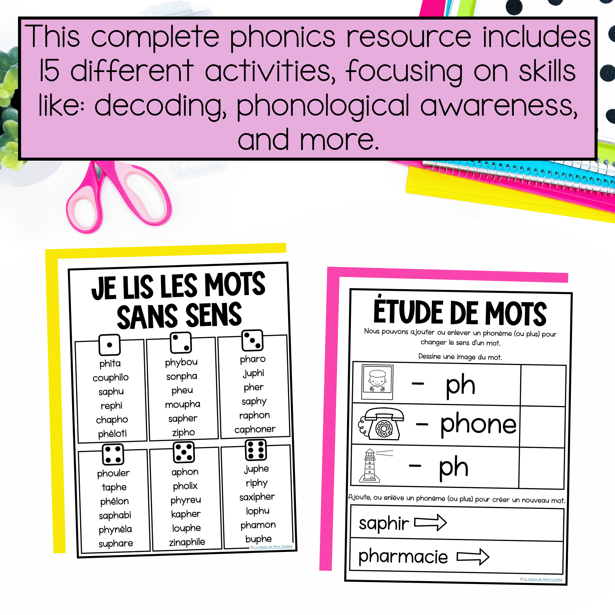 Science of Reading activities in French to help kids learn to read