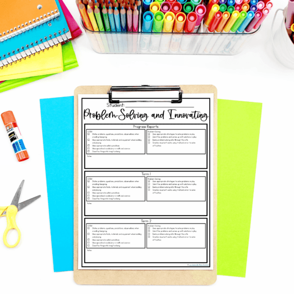 kindergarten-assessments-four-frames-checklists-evidence-of-learning-problem-solving-and-innovating