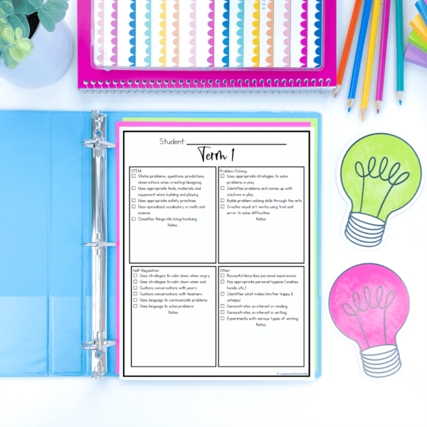kindergarten-assessments-four-frames-checklists-evidence-of-learning-problem-solving-and-innovating