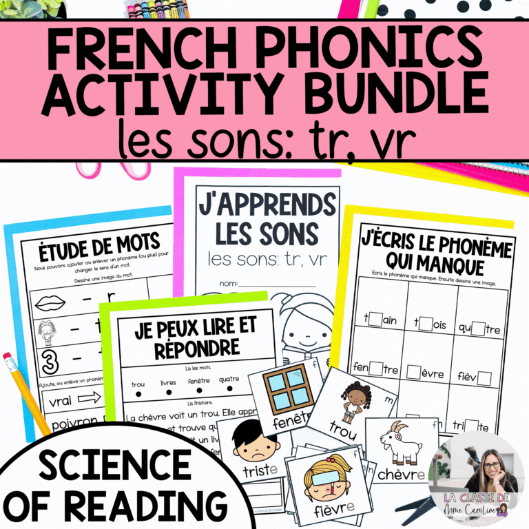 French phonics activities for tr vr aligned with the science of reading