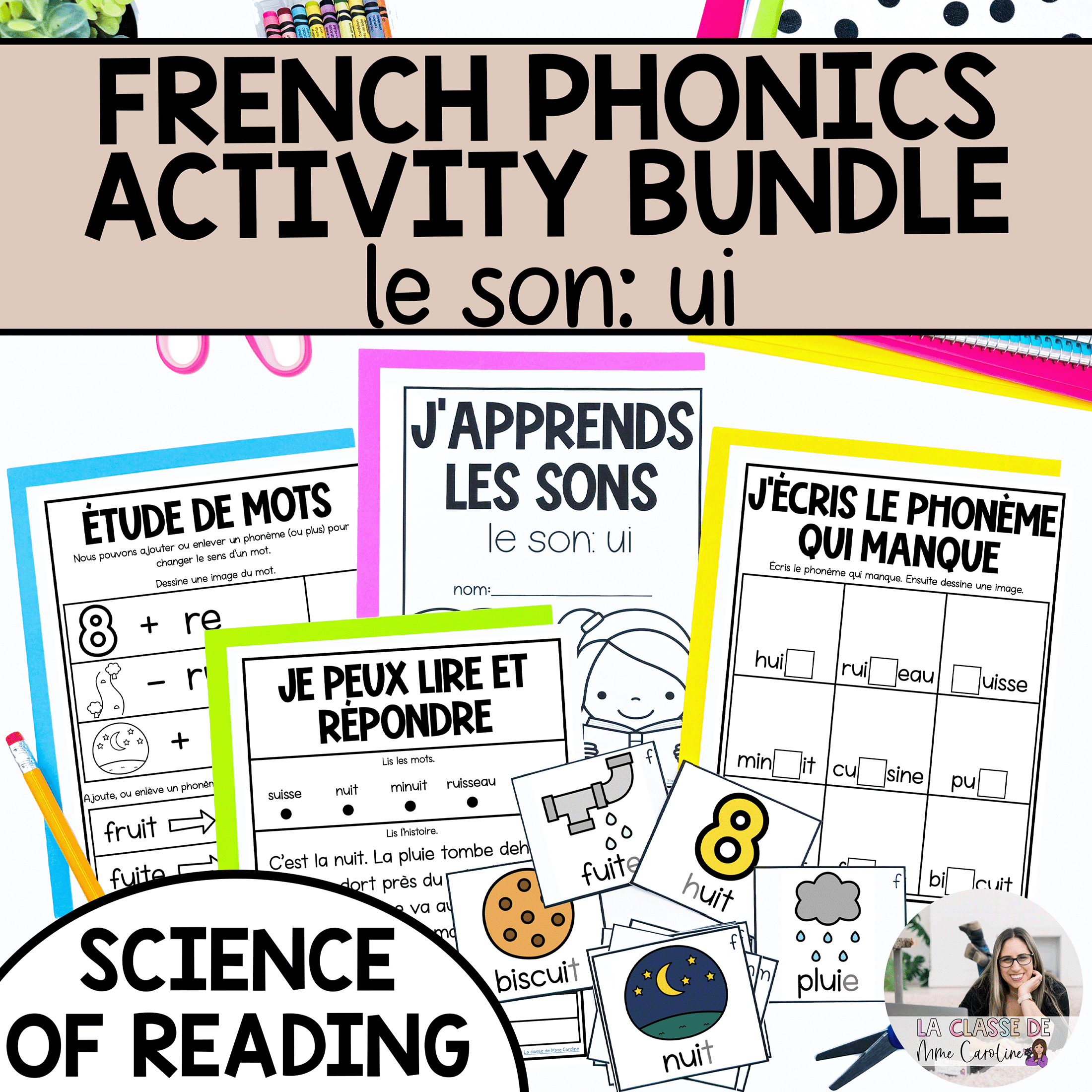 French phonics activities for ui aligned with the science of reading