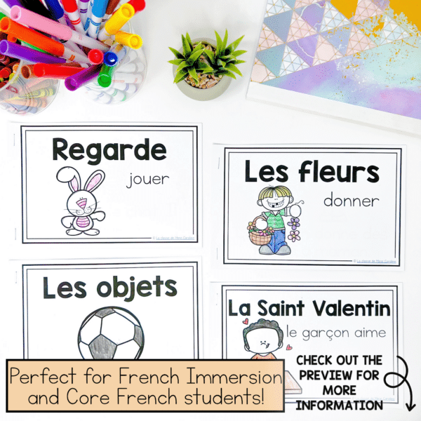 These French emergent readers are a series of patterned texts. Do one per week and you'll have enough to fill your students' book bins for the whole year!
