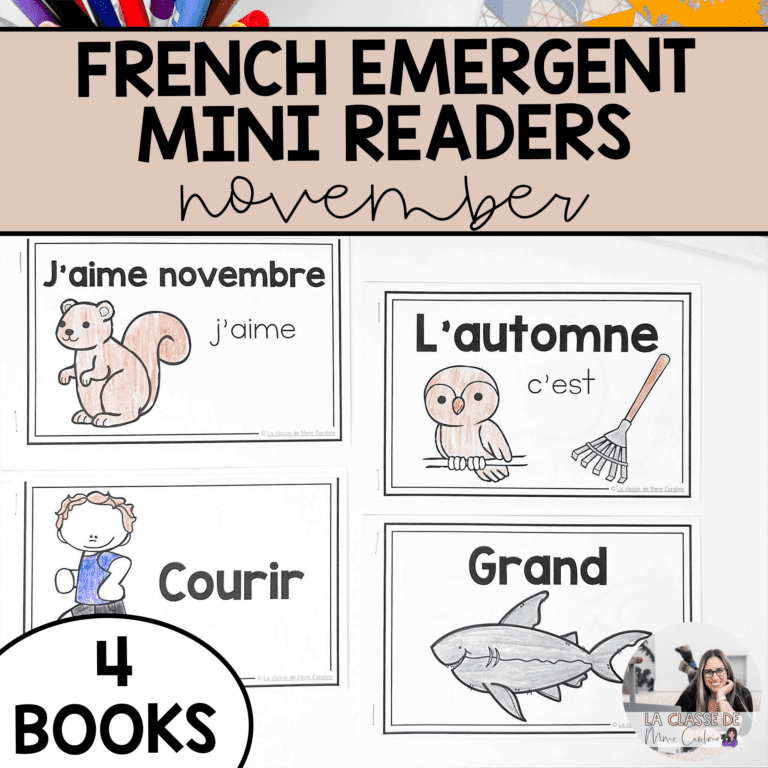 These French emergent readers are a series of patterned texts. Do one per week and you'll have enough to fill your students' book bins for the whole month!