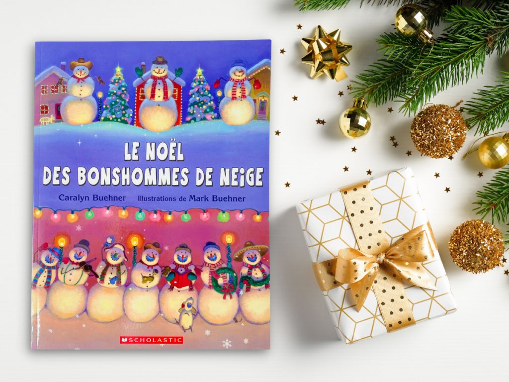 This book is called Le Noël des bonshommes de neige. It is a French Christmas book for kids