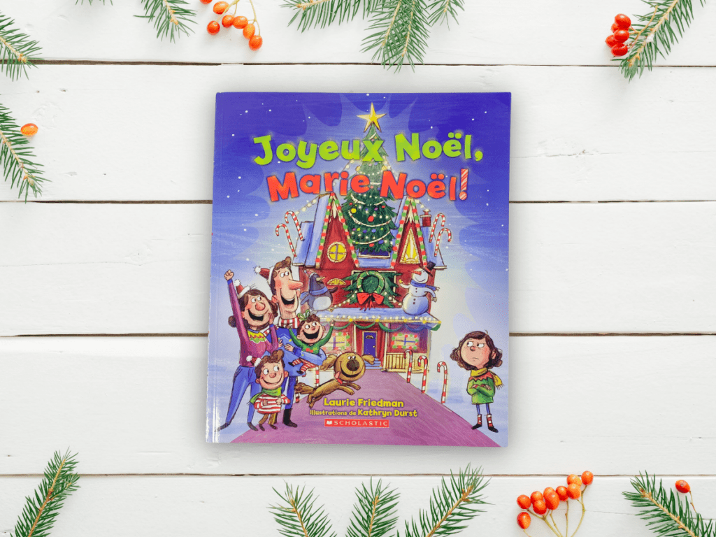 This book is called Joyeux Noël, Marie Noël. It is a French Christmas book for kids