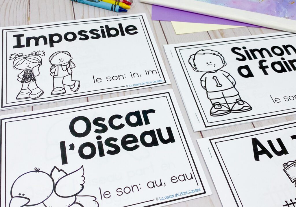 Student books based on french sounds. These are great for teaching phonics in your classroom. There is a story for each french sound. It comes with a word list, french orthographic mapping, a full page book and a mini book.