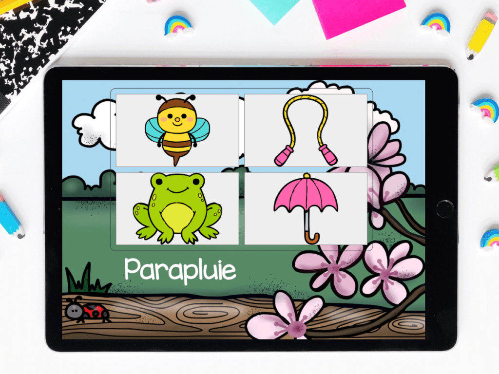 This is a bundle of French Boom Cards about spring. These are great for practicing French vocabulary and learning French spring words. Your students will love these French task cards if they are in French immersion.