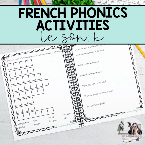 French phonics activities to teach the sound k based on the science of reading