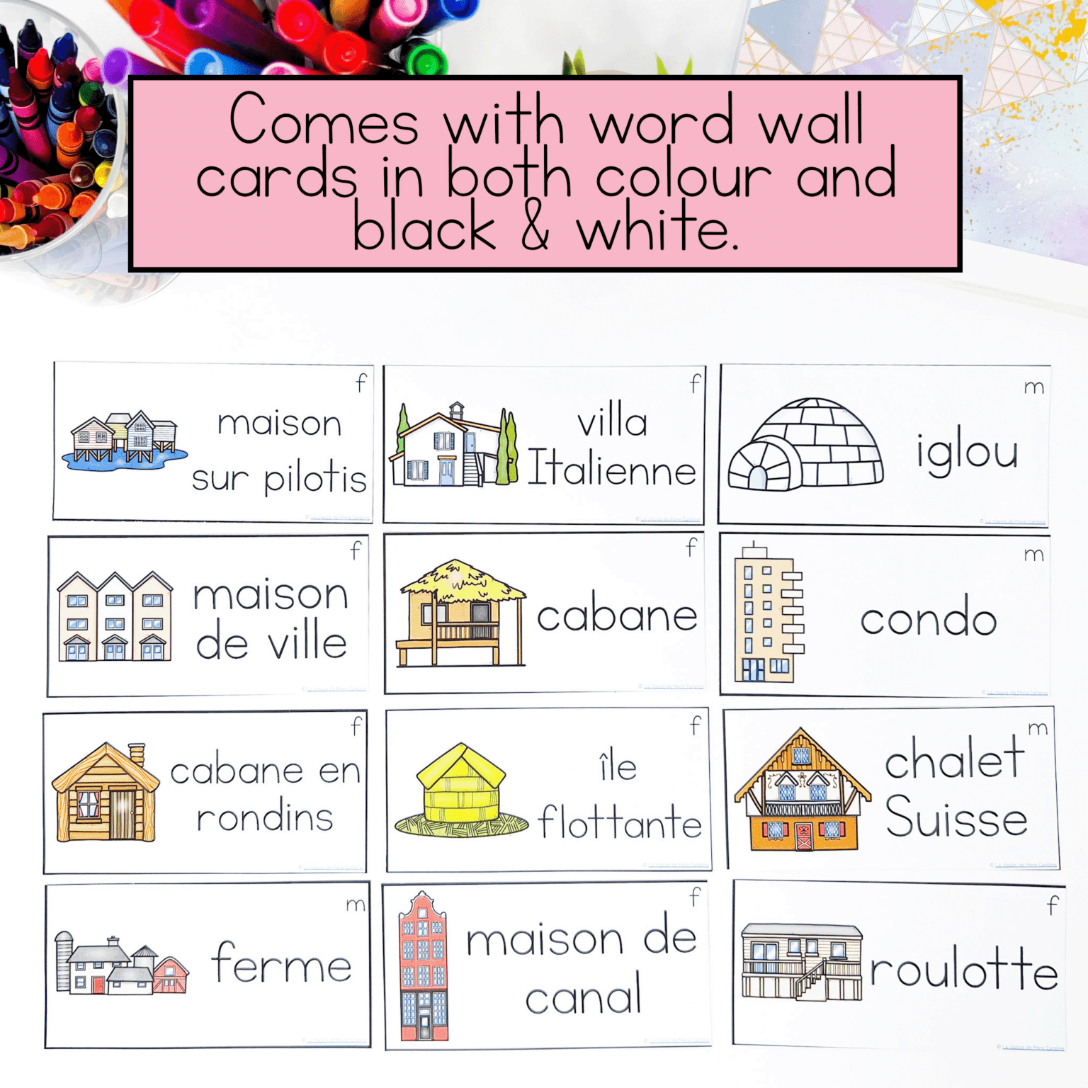 French Houses Vocabulary | French Word Wall Cards | Les maisons autour ...