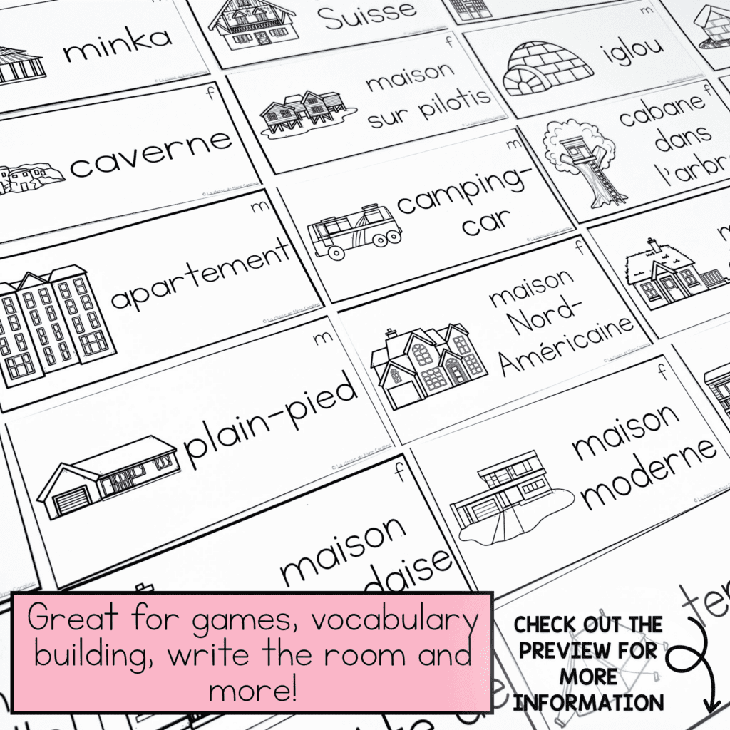 French Houses Vocabulary | French Word Wall Cards | Les maisons autour ...