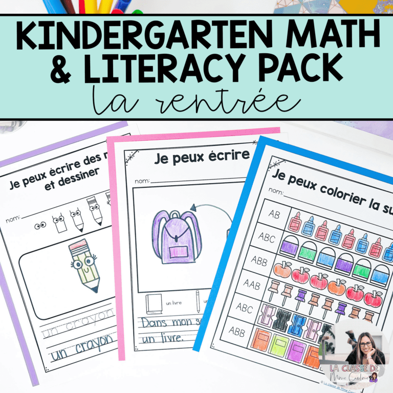 french back to school activities for kids in kindergarten and grade 1