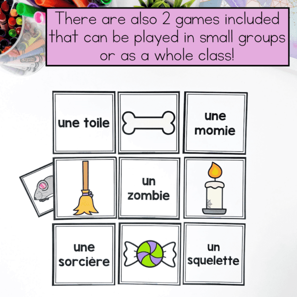 French Halloween Games for building vocabulary