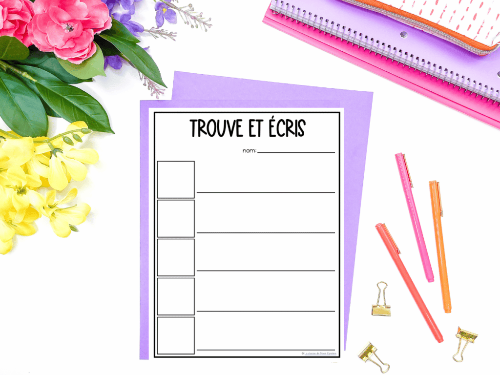 This free write the room template in French is perfect for any Primary Core French or Primary French Immersion classroom.
