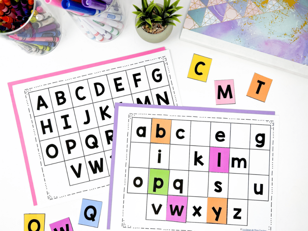Alphabet mats are a perfect kindergarten centre to work on alphabet recognition and 1-1 correspondence. 