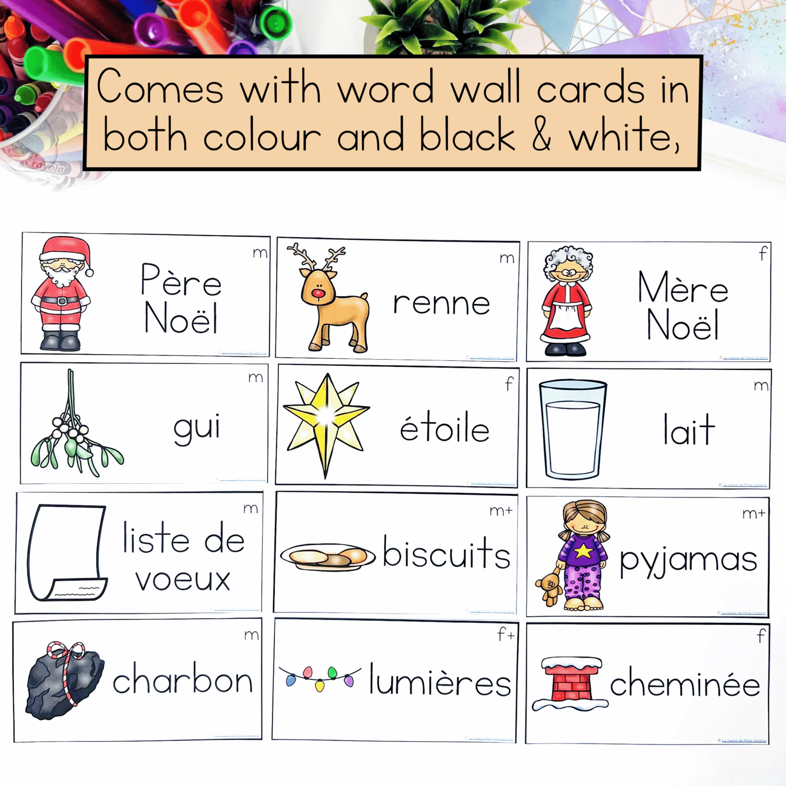French Christmas Vocabulary | French Word Wall Cards | Vocabulaire de ...