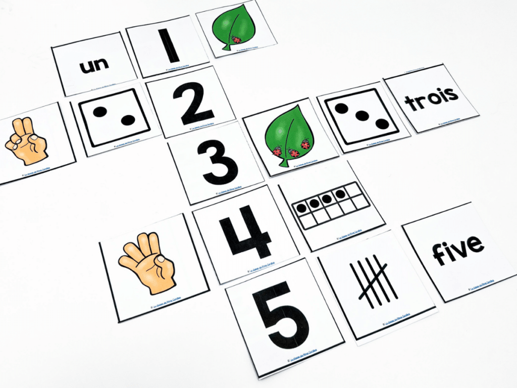 Number recognition cards are such a versatile activity for your classroom! They can be used during your centre de mathematiques en maternelle, during whole group lessons or small group lessons.