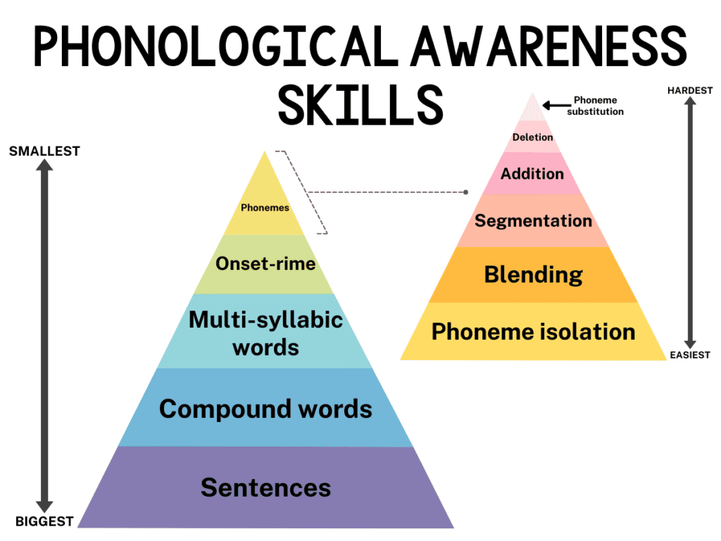 Here is a continuum of the French phonological awareness skills. Use this continuum to see which order to teach phonological awareness skills in.