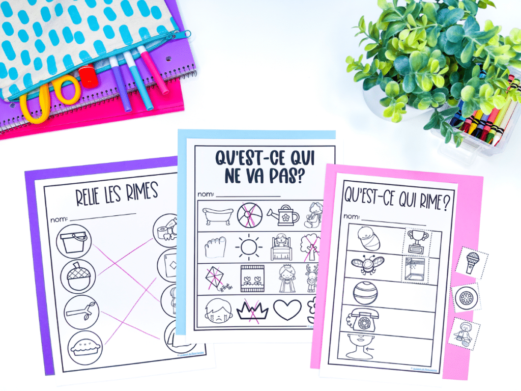 These interactive French rhyming worksheets are perfect for any class that is learning to rhyme. Rhyming is an important phonological awareness skill that needs to be mastered in order to learn how to read in French.