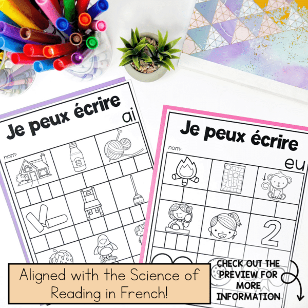 French spelling practice that is based on the Science of Reading. Teach your students how to do French orthographic mapping.