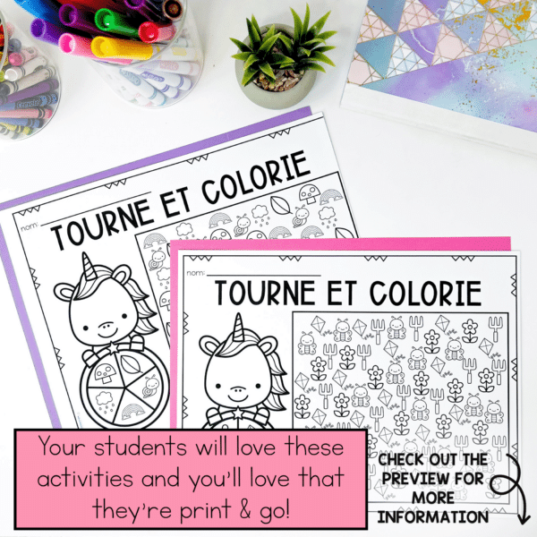 French spring themed activities for early finishers