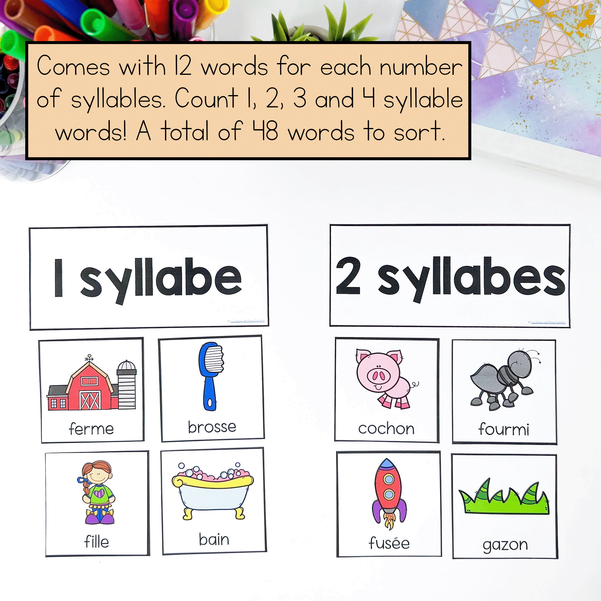 French Syllable Counting Activity | French Phonological Awareness  Activities - La Classe de Mme Caroline