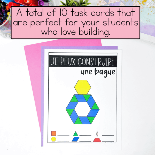 These Valentine's day themed French pattern block task cards are perfect for your kindergarten math centres or for your French early finishers
