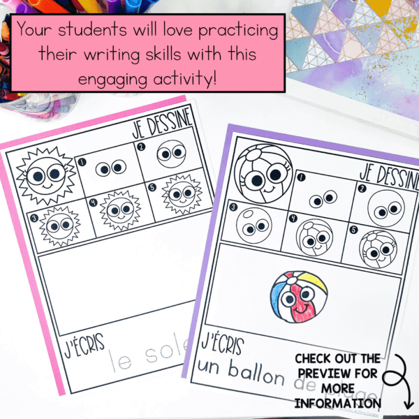 French directed drawing activities are great for early finishers and simple literacy activities