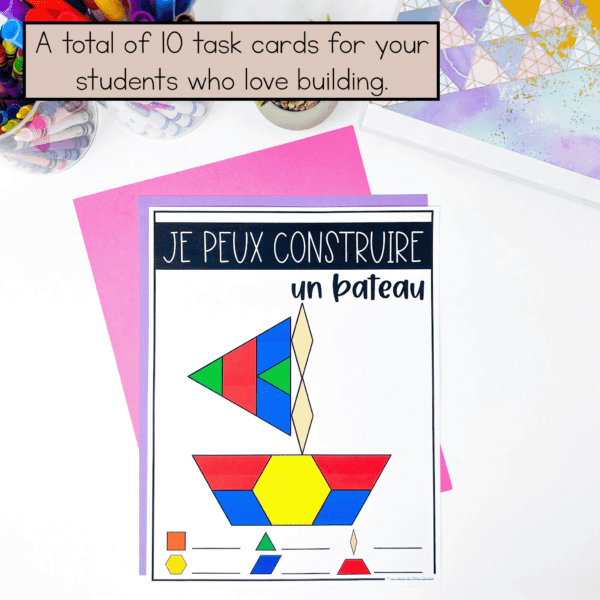 French pattern block task cards are perfect for early finishers, for a math centre in kindergarten and for indoor recess ideas.
