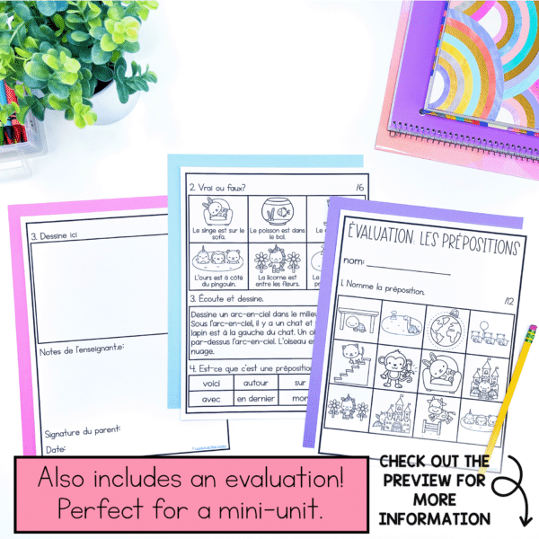 Prepositions unit in French for primary students. This unit is great for French Immersion and for Core French