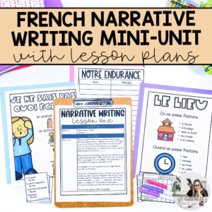 Help your students in primary french immersion with this French narrative writing unit. It includes lesson plans, activities, a French writing assessment rubric! This unit is done writer's workshop style