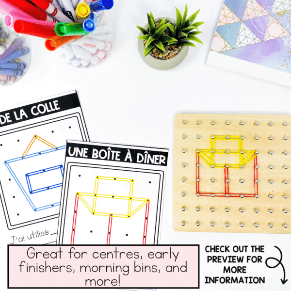 French school geoboard task cards are great for early finishers.