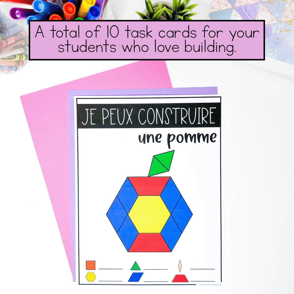 French Back to School Pattern Block Task Cards | French Math Centres ...