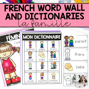 French family vocabulary words that can be used on a word wall or for a personal dictionary