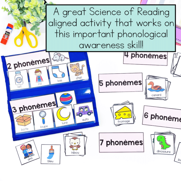 French phoneme literacy centre based on the science of reading. French phonological awareness activity