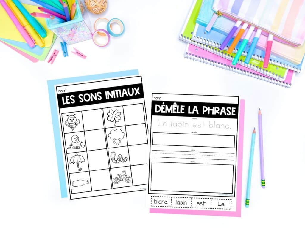 French writing centres for kindergarten that are perfect for the spring. 