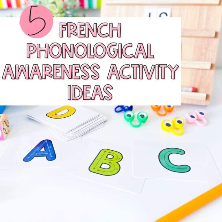 5 French phonological awareness activites you can do with your class as whole-group activities and small-group learning activities. These are aligned with the French Science of Reading